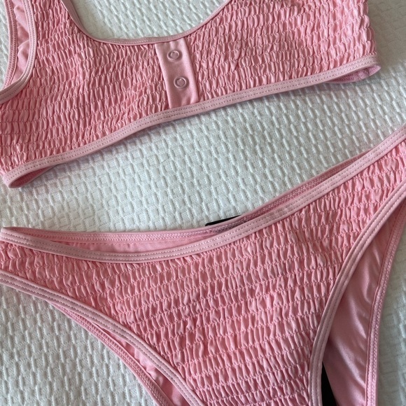 Kendall + Kylie Pink Henley Bikini Top And Bottom Set - Picture 8 of 16